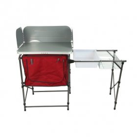 Ozark Trail Camping Table,Silver and Red,31 Height" x 13 width" x 8.25 length"