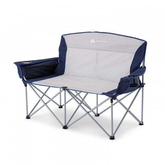 Ozark Trail 2-Person Loveseat Camping Chair,Blue and Gray