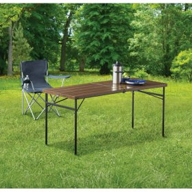 Ozark Trail 5FT Wood Folding Table,Brown,60" x 25.6" x 28.93"