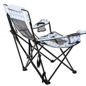 Ozark Trail Lounge Chair With Detached Footrest,Blue Geo